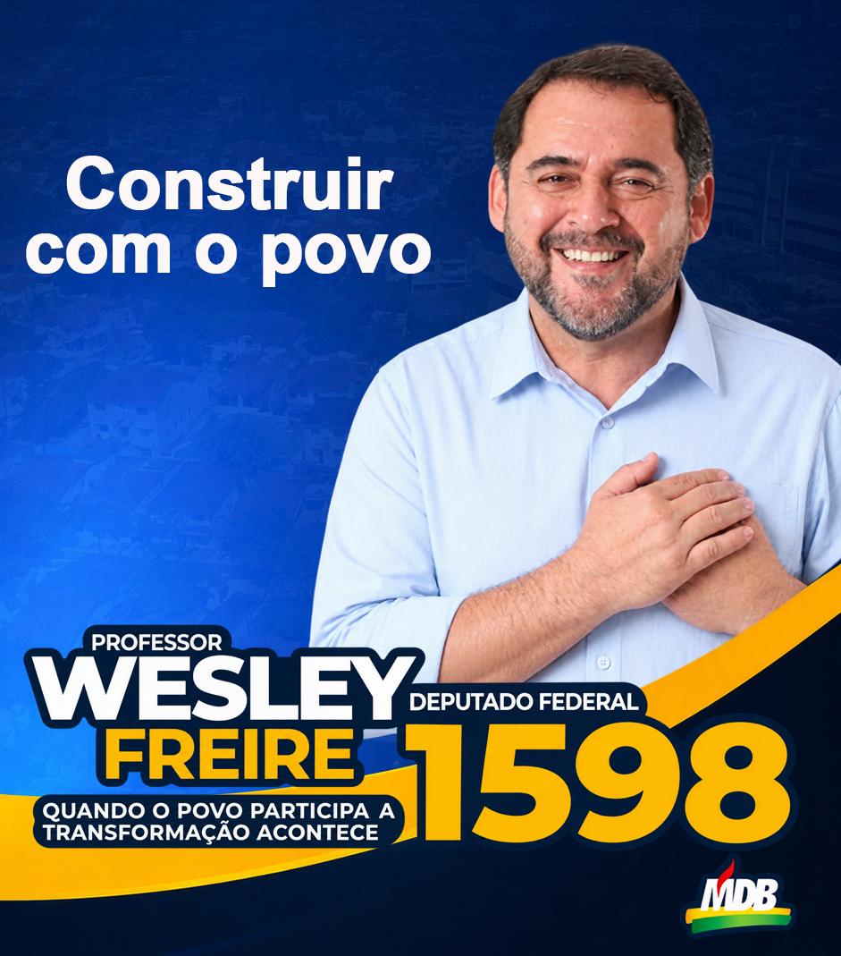 Professor Wesley Freire, candidato a Deputado Federal por Minas Gerais, MDB, número 1598
